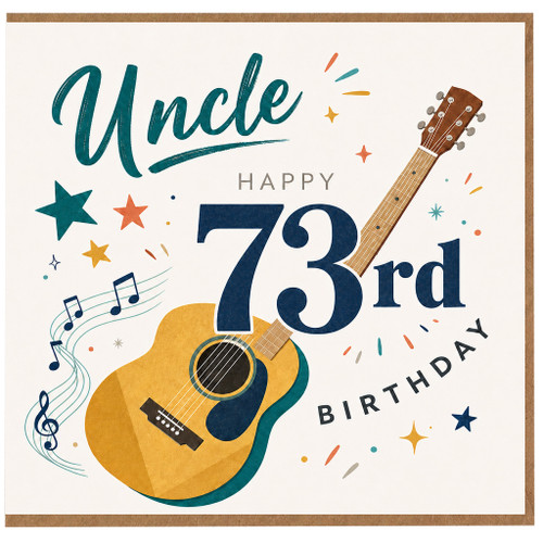 Uncle 73rd Birthday Card, Musical Guitar Happy Birthday Card