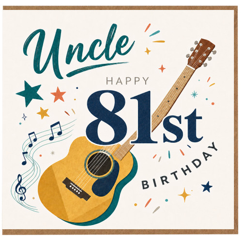 Uncle 81st Birthday Card, Musical Guitar Birthday Card