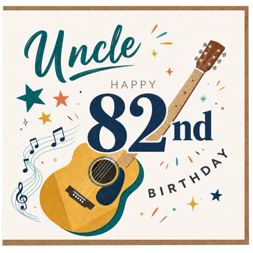 Uncle 82nd Birthday Card, Musical Guitar Birthday Card for Uncle