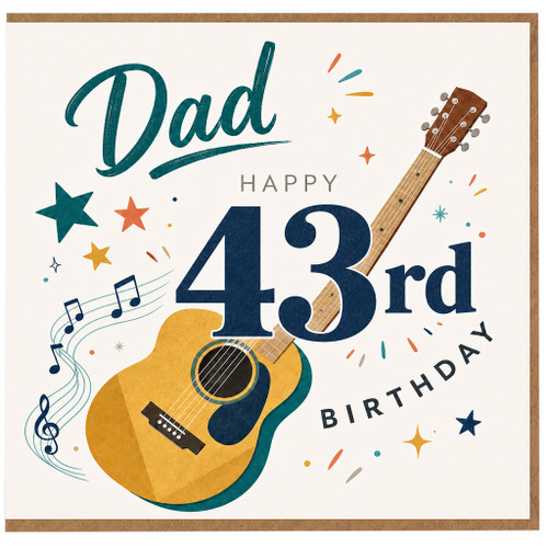 Dad 43rd Birthday Card, Guitar Music Theme Birthday Card