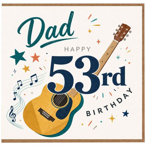 Dad 53rd Birthday Card, Guitar Music Birthday Card