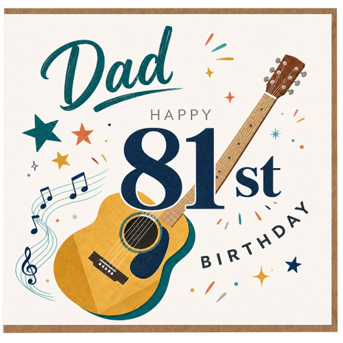 Dad 81st Birthday Card, Musical Guitar Birthday Card