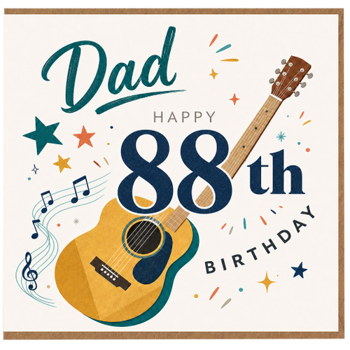 88th Birthday Card for Dad, Musical Guitar Happy Birthday Card