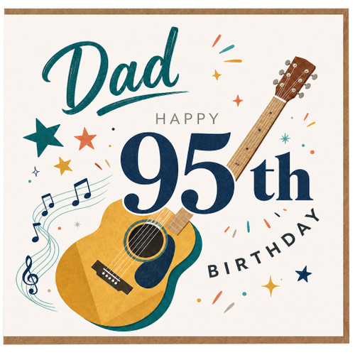 Dad 95th Birthday Card, Musical Guitar Design, Happy 95th Birthday Card