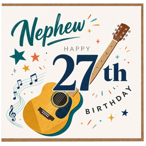 Nephew 27th Birthday Card, Musical Guitar Design for Nephew
