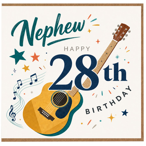 Nephew 28th Birthday Card, Music and Guitar Design
