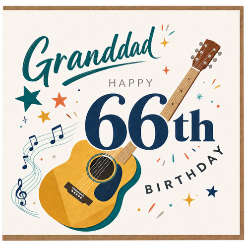 Granddad 66th Birthday Card, Musical Guitar Design