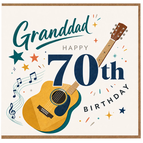 Granddad 70th Birthday Card, Happy Birthday Music Theme Card