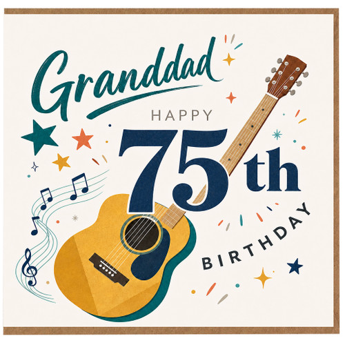 Granddad 75th Birthday Card, Musical Guitar Design