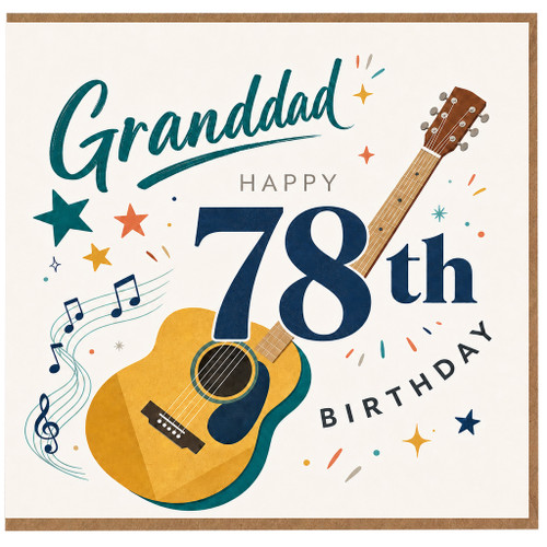 Granddad 78th Birthday Card, Guitar Music Design