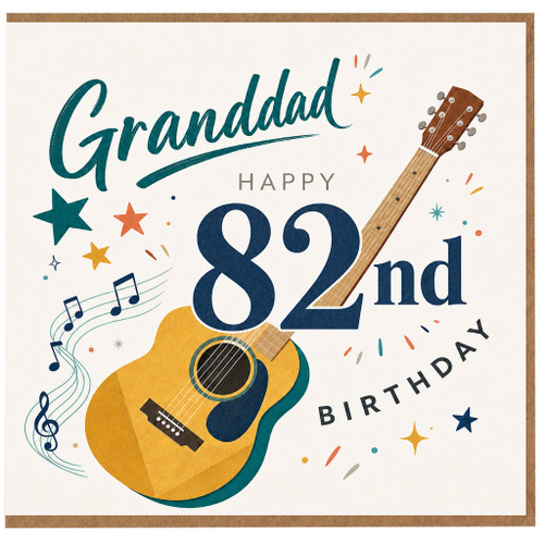 Granddad 82nd Birthday Card, Guitar Music Design for Grandad