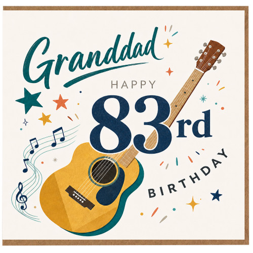 Granddad 83rd Birthday Card, Happy 83rd Birthday Guitar Design