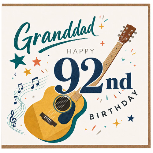 Granddad 92nd Birthday Card, Musical Guitar Design