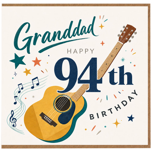 Granddad 94th Birthday Card, Musical Guitar Design Happy 94th Birthday Card