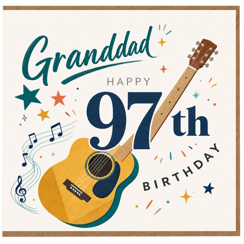 Granddad 97th Birthday Card, Musical Guitar Design Happy Birthday Card