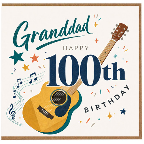 Granddad 100th Birthday Card, Happy 100th Birthday Music Themed Card