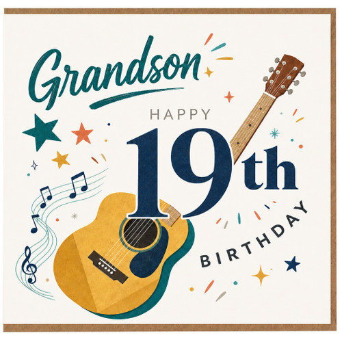 Grandson 19th Birthday Card, Happy 19th Birthday Musical Guitar Card