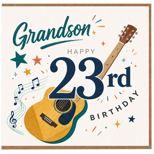 Grandson 23rd Birthday Card, Musical Guitar Happy Birthday Card