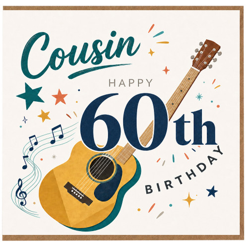 60th Birthday Card for Cousin, Musical Guitar Design