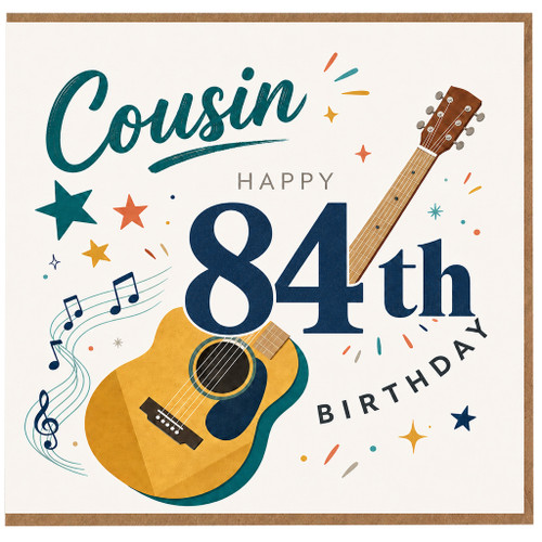 84th Birthday Card for Cousin, Musical Guitar Birthday Card