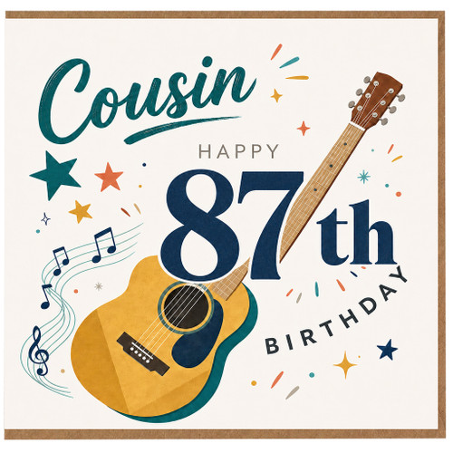 Cousin 87th Birthday Card, Happy 87th Birthday Guitar Design