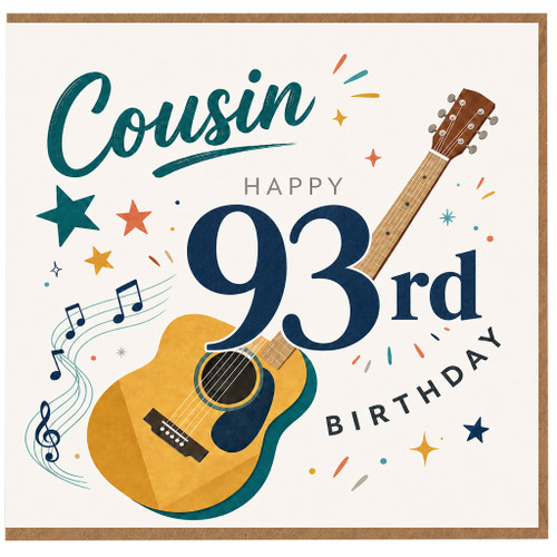 Cousin 93rd Birthday Card, Musical Guitar Birthday Card