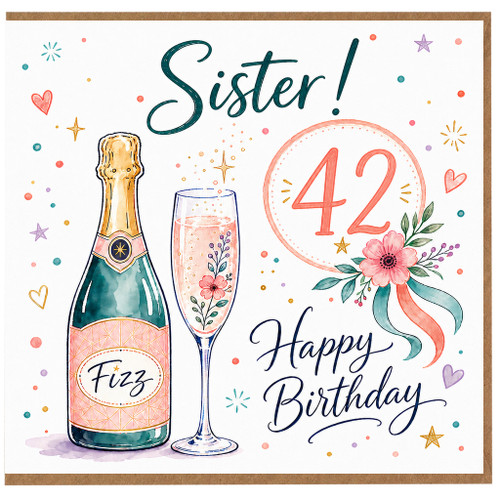 42nd Birthday Card for Sister, Happy Birthday Sister Card