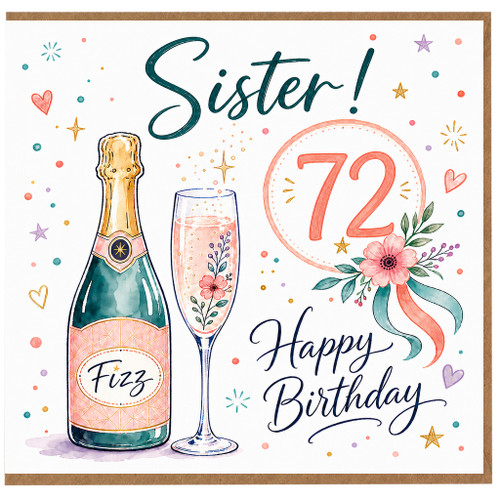 Sister 72nd Birthday Card