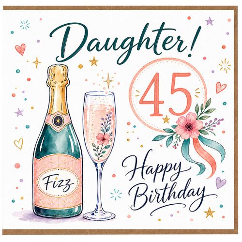 45th Birthday Card for Daughter, Happy Birthday Daughter 45 Card