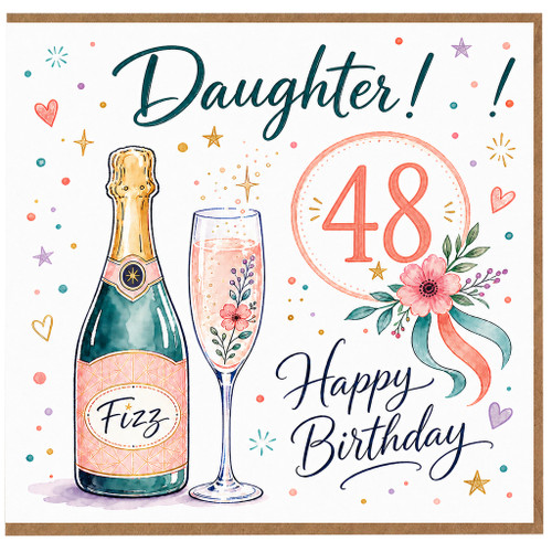 48th Birthday Card for Daughter, Happy Birthday Daughter Card