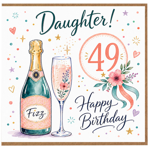 Daughter 49th Birthday Card, Happy Birthday Fizz Card