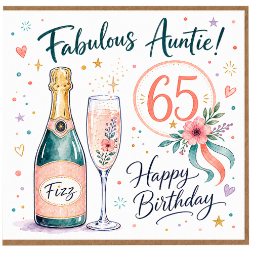 65th Birthday Auntie Card, Fabulous Auntie Happy Birthday Card