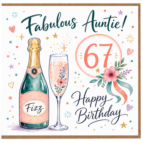 67th Birthday Card for Auntie, Fabulous Auntie Happy Birthday Card