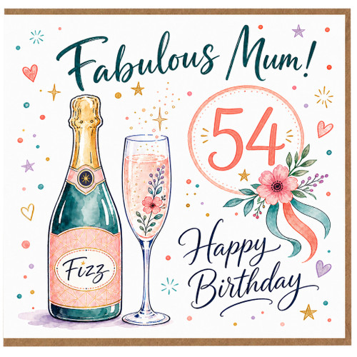 54th Birthday Card for Mum, Fabulous Mum Happy Birthday Card