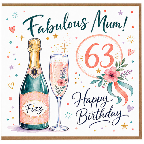 63rd Birthday Card for Mum, Fabulous Mum Happy Birthday Card
