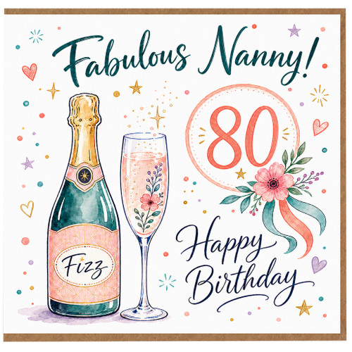 Nanny 80th Birthday Card, Fabulous Nanny Happy Birthday Card