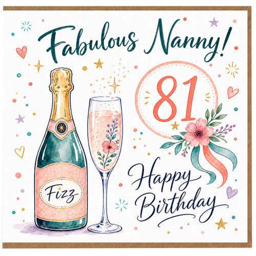Nanny 81st Birthday Card, Fabulous Nanny Happy Birthday Card