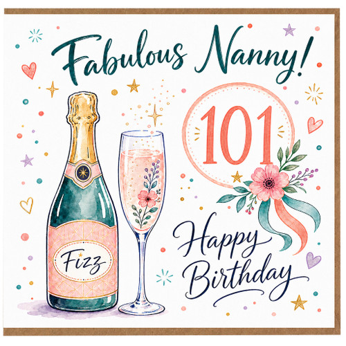 Nanny 101st Birthday Card, Fabulous Nanny Happy Birthday Card