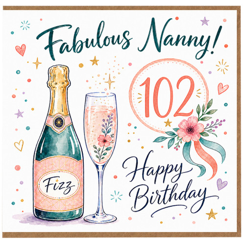 Nanny 102nd Birthday Card