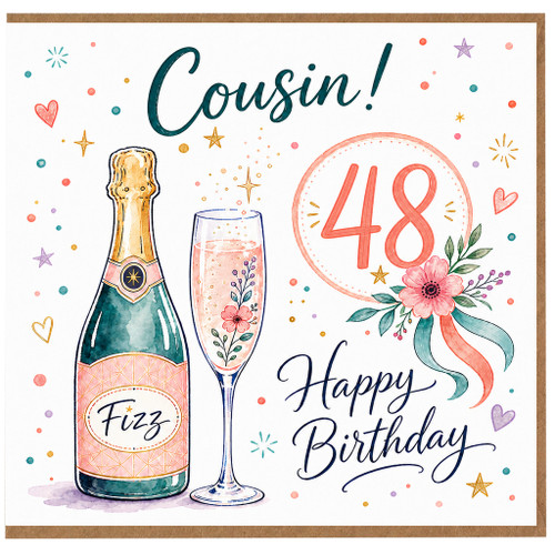 Cousin 48th Birthday Card, Happy Birthday Card for Cousin