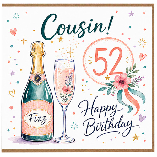 52nd Birthday Cousin Card