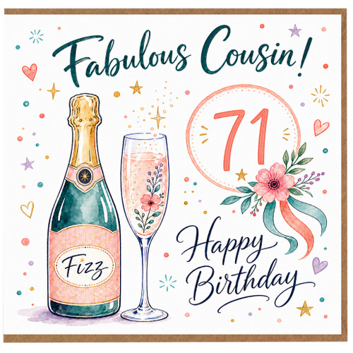 71st Birthday Card for Cousin, Fabulous Cousin Happy Birthday Card