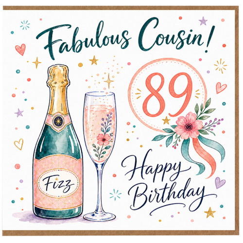 Cousin 89th Birthday Card, Fabulous Cousin Happy Birthday Card