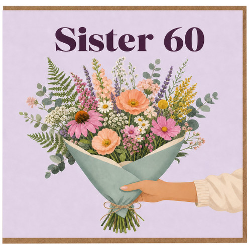 Sister 60th Birthday Card, Floral Bouquet Birthday Card