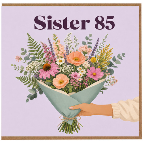 Sister 85th Birthday Card, Floral Bouquet Design