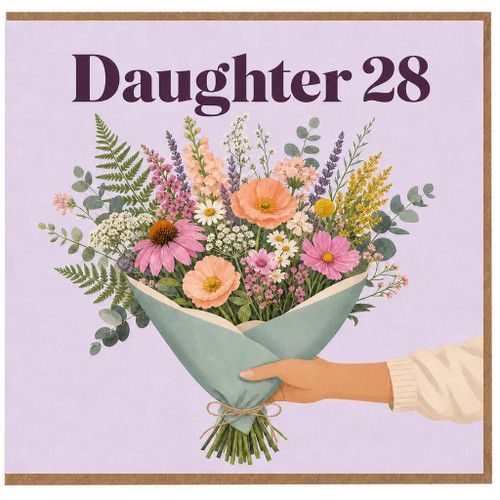 Daughter 28th Birthday Card, Floral Bouquet Design