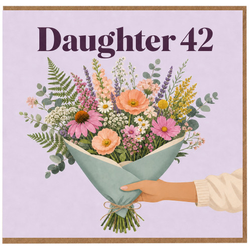 Daughter 42nd Birthday Card, Floral Bouquet Card for Daughter