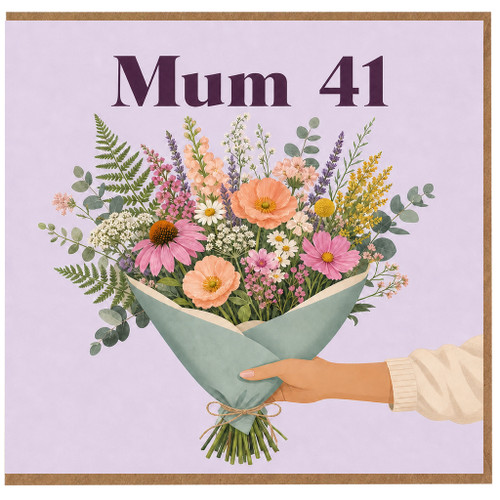 Mum 41st Birthday Card, Floral Bouquet Birthday Card