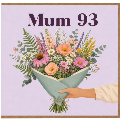 Mum 93rd Birthday Card, Floral Bouquet Design