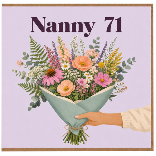 Nanny 71st Birthday Card, Floral Bouquet Design
